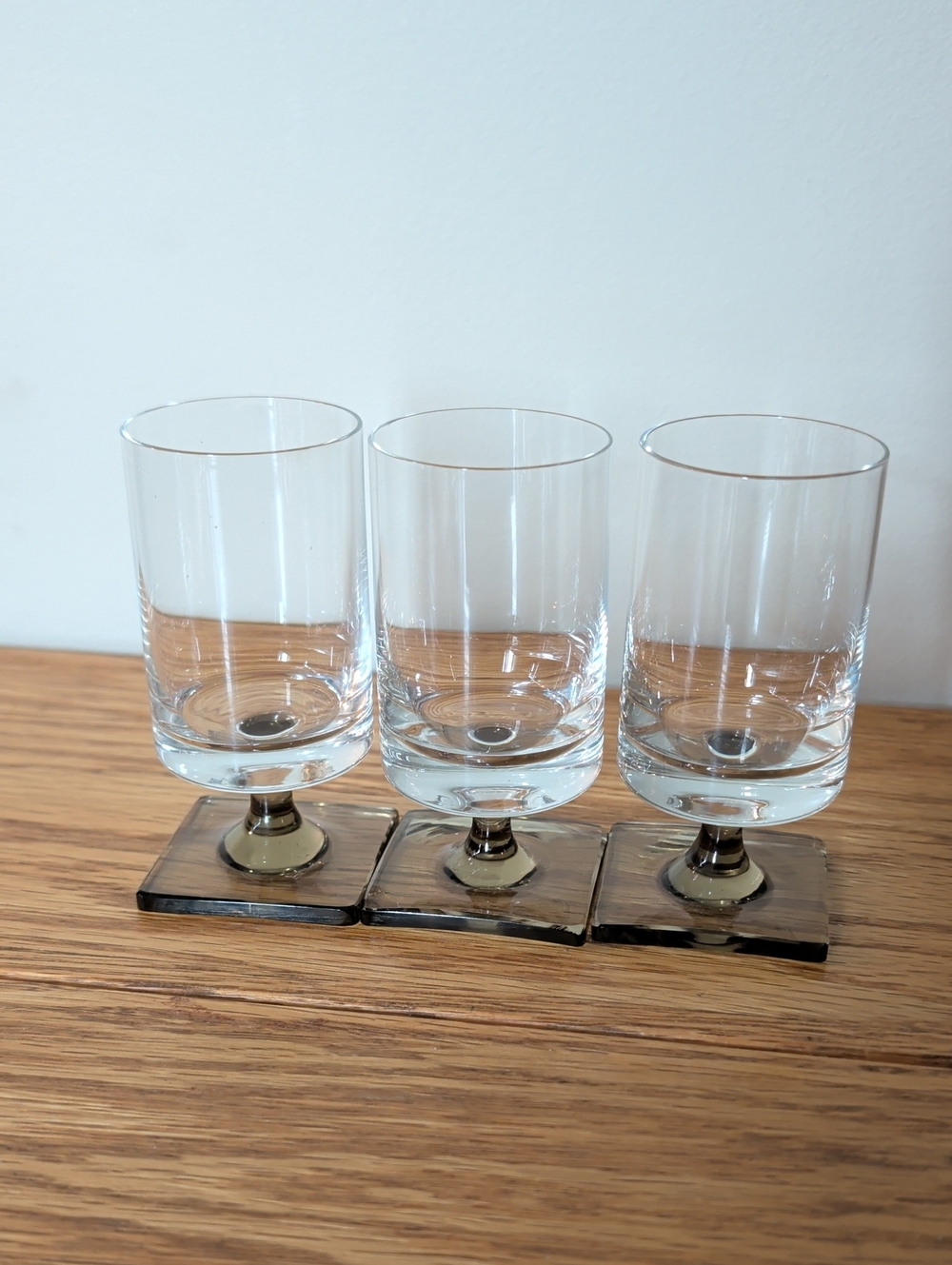 VTG Rosenthal Berlin Linear Smoke Sherry Glasses Set of 3 MCM Crystal Barware